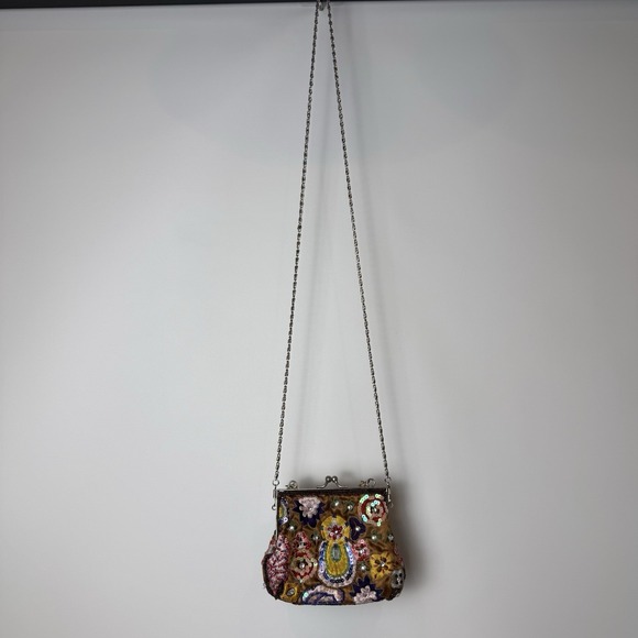 Vtg Y2K Beaded Sequin Purse Evening Bag Top Handle Cross Body Guess Collection - Picture 8 of 14